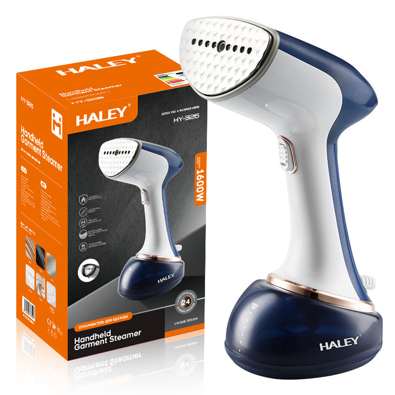Fier de Calcat cu Abur HALEY, 1600W, Design Compact, Incalzire Rapida in 15 Secunde si Performanta Profesionala, Albastru/Alb
