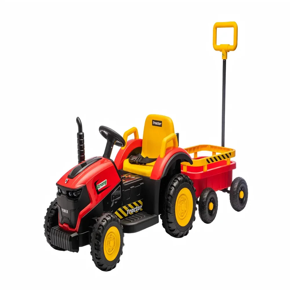 Tractor Electric KIDOO pentru Copii cu Telecomandă 2.4G, Remorcă Detașabilă, 12V 4.5Ah, 2 Motoare 380, Lumini LED, Muzică, Centură de Siguranță