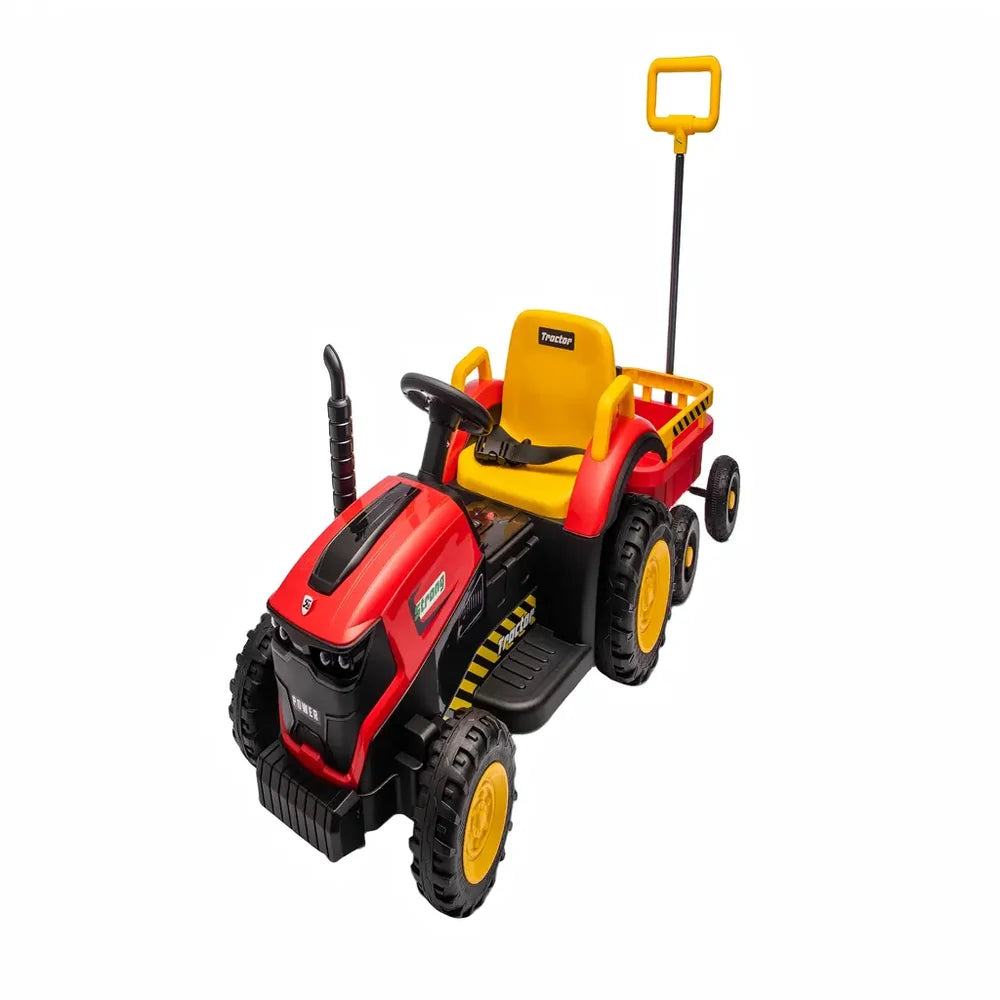Tractor Electric KIDOO pentru Copii cu Telecomandă 2.4G, Remorcă Detașabilă, 12V 4.5Ah, 2 Motoare 380, Lumini LED, Muzică, Centură de Siguranță