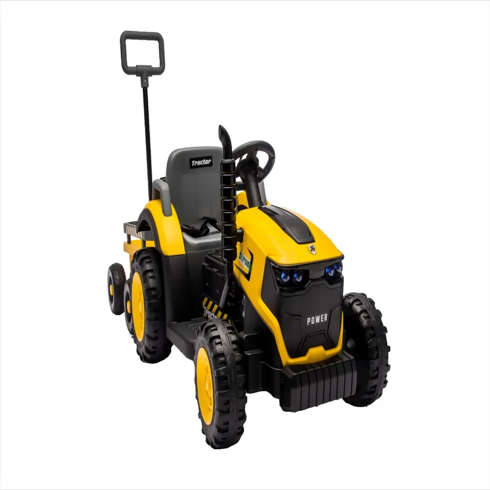 Tractor Electric KIDOO pentru Copii cu Telecomandă 2.4G, Remorcă Detașabilă, 12V 4.5Ah, 2 Motoare 380, Lumini LED, Muzică, Centură de Siguranță