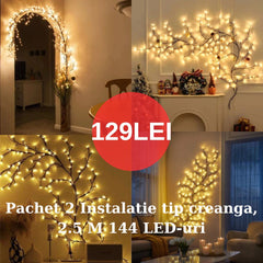 Pachet 2 Instalatie tip creanga, 2.5 M 144 LED-uri