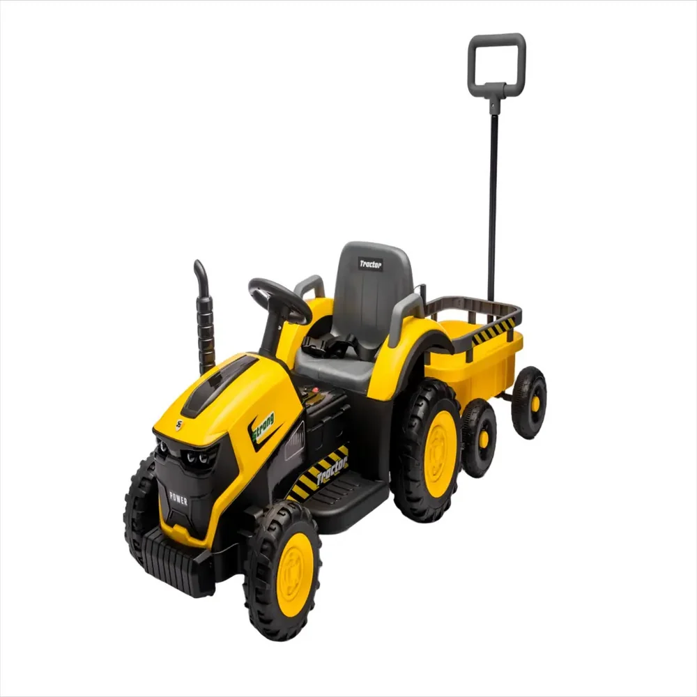 Tractor Electric KIDOO pentru Copii cu Telecomandă 2.4G, Remorcă Detașabilă, 12V 4.5Ah, 2 Motoare 380, Lumini LED, Muzică, Centură de Siguranță