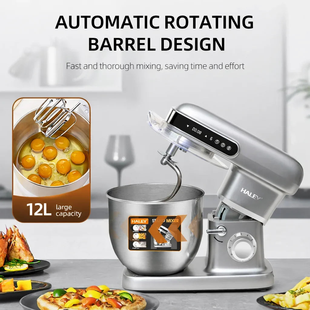 Mixer Planetar Profesional HALEY HY-2417, 2500W, Bol Inox 12L, 9+P Trepte, Touch Display