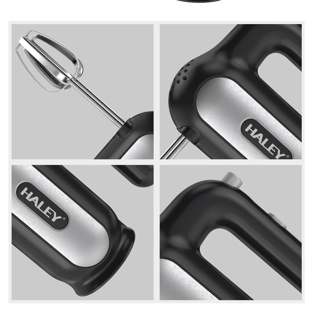 Mixer de Mână Electric HALEY HY-1676, 500W, 5 Viteze + Turbo, Cu Teluri și Cârlige din Inox, Ușor și Puternic pentru Creme, Aluat și Deserturi