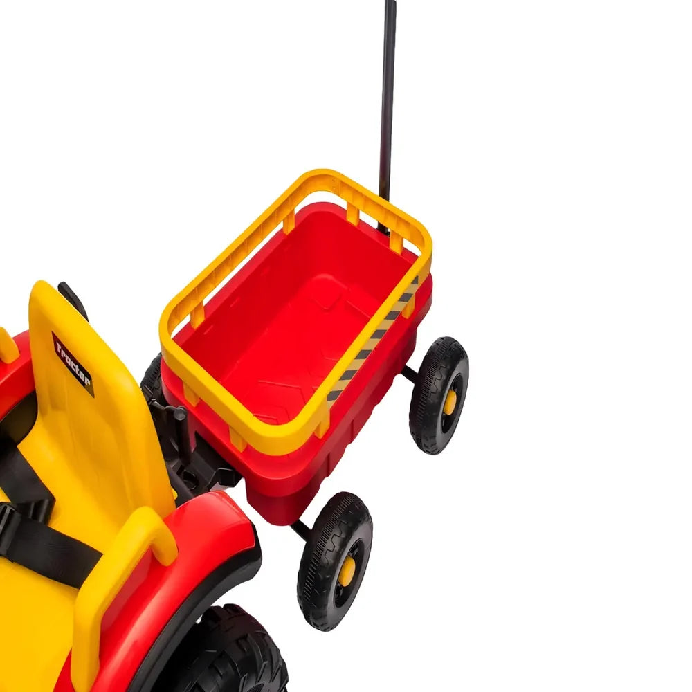 Tractor Electric KIDOO pentru Copii cu Telecomandă 2.4G, Remorcă Detașabilă, 12V 4.5Ah, 2 Motoare 380, Lumini LED, Muzică, Centură de Siguranță