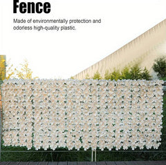 Rulou Artificial de Gard Viu, AT PERFORMANCE din PE Anti-UV, Flori Alb Rose, 100x300 cm