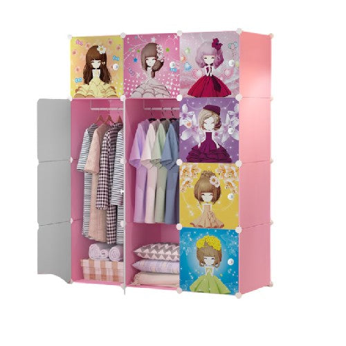 Dulap modular pentru copii, roz, AT PERFORMANCE®, 12 rafturi, durabil,printese nou