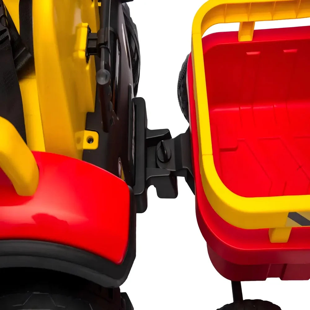 Tractor Electric KIDOO pentru Copii cu Telecomandă 2.4G, Remorcă Detașabilă, 12V 4.5Ah, 2 Motoare 380, Lumini LED, Muzică, Centură de Siguranță