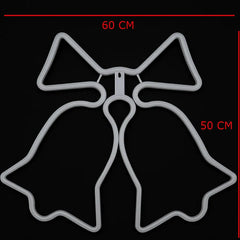 Clopotei decorativi luminosi, pentru Craciun, AT PERFORMANCE®, rezistenti la apa, suspendabili usa si geam, IP65, 50 x 60 cm, alb cald