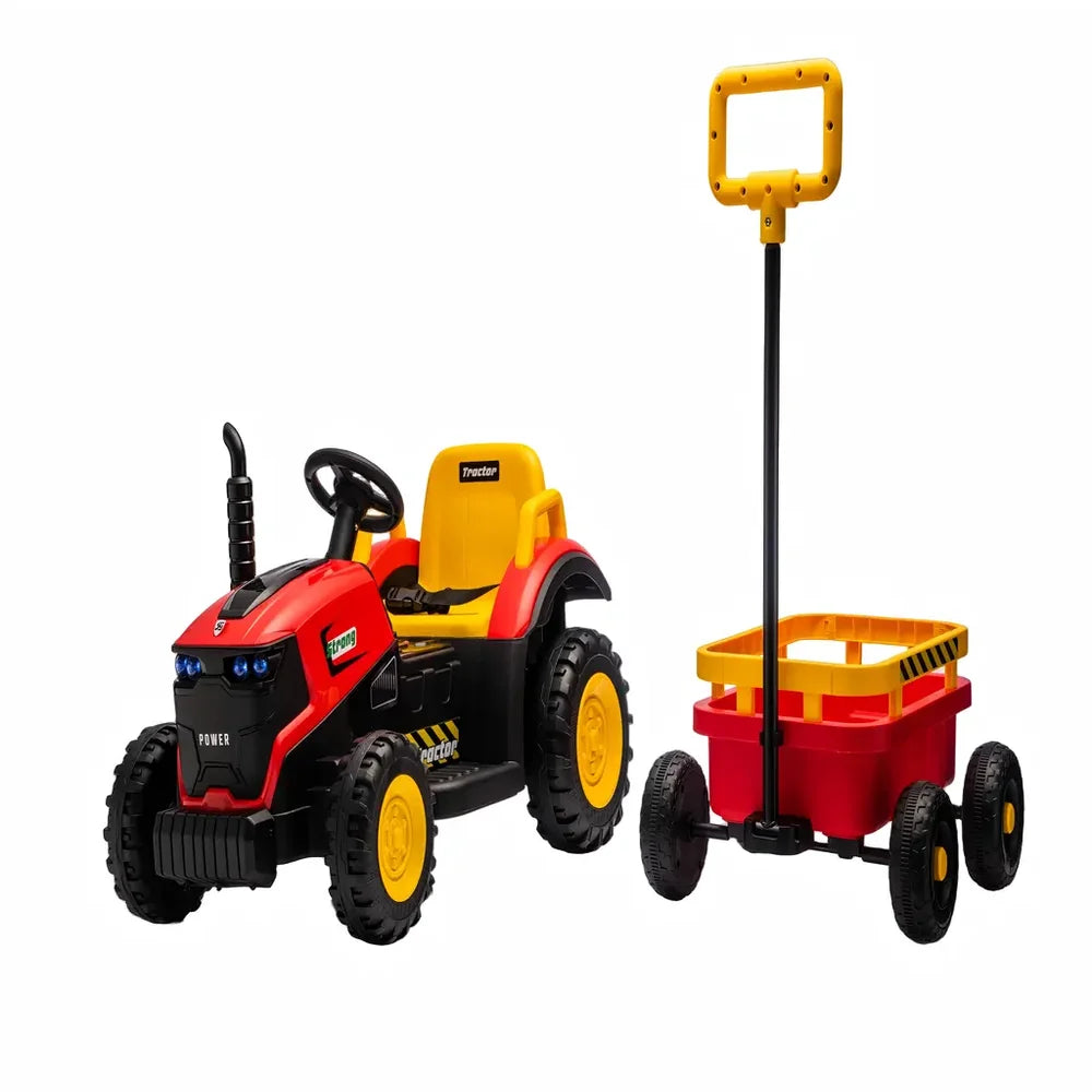 Tractor Electric KIDOO pentru Copii cu Telecomandă 2.4G, Remorcă Detașabilă, 12V 4.5Ah, 2 Motoare 380, Lumini LED, Muzică, Centură de Siguranță