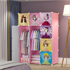 Dulap modular pentru copii, roz, AT PERFORMANCE®, 12 rafturi, durabil,printese nou