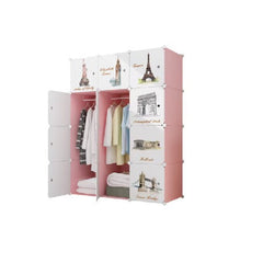 Dulap modular pentru copii, roz, AT PERFORMANCE®, 12 rafturi, durabil, 76X37X147 cm, monumente