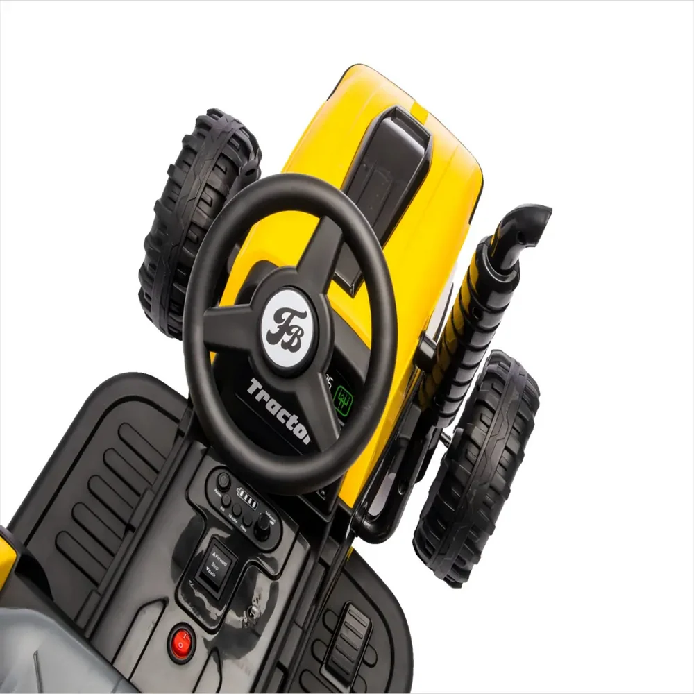 Tractor Electric KIDOO pentru Copii cu Telecomandă 2.4G, Remorcă Detașabilă, 12V 4.5Ah, 2 Motoare 380, Lumini LED, Muzică, Centură de Siguranță