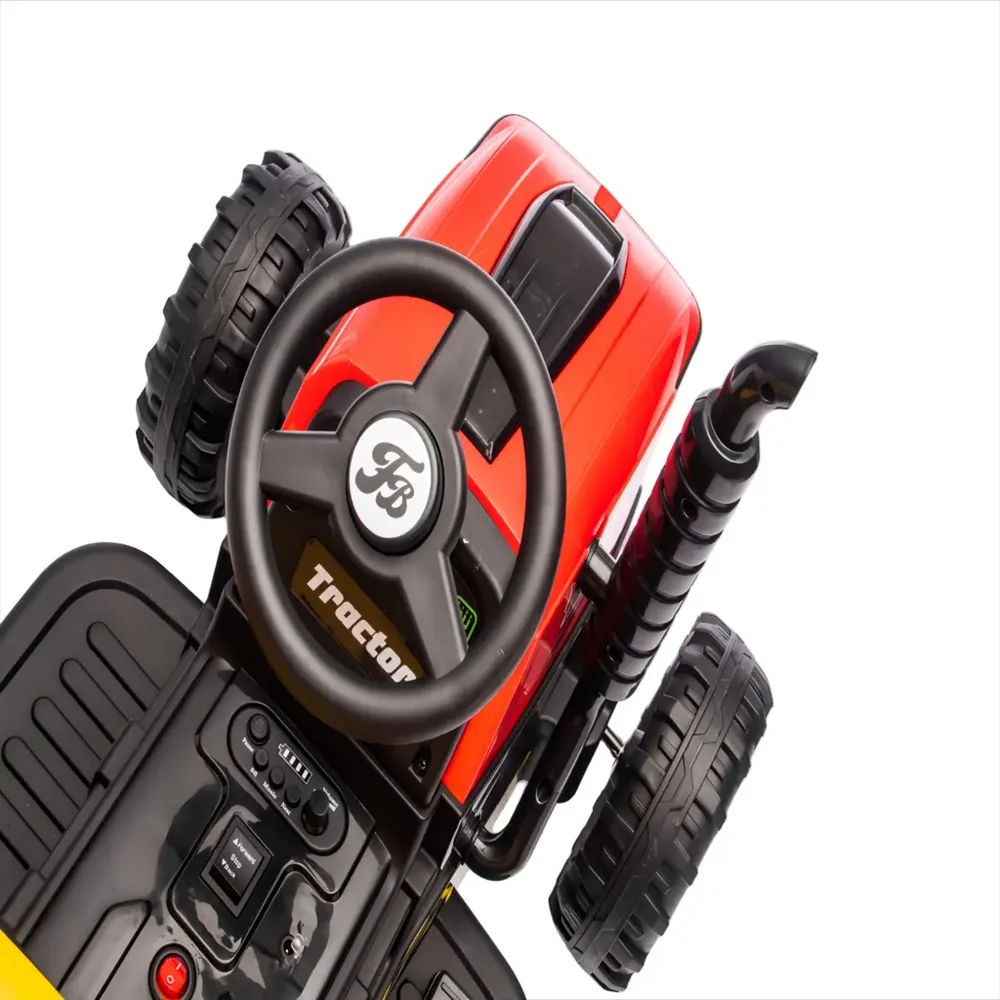 Tractor Electric KIDOO pentru Copii cu Telecomandă 2.4G, Remorcă Detașabilă, 12V 4.5Ah, 2 Motoare 380, Lumini LED, Muzică, Centură de Siguranță