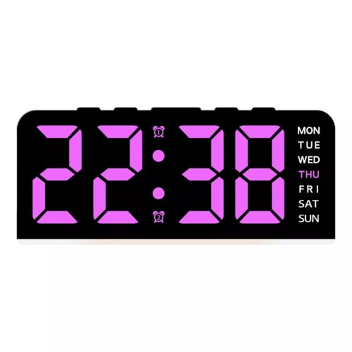 Ceas LED Multifuncțional Mov – Afișaj Oră, Dată, Temperatură, Alarmă, Încărcare USB
