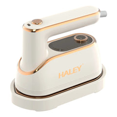 Fier de Călcat Vertical cu Aburi HALEY HY-2075, 1300W, Rezervor 150 ml, Talpă Ceramică Antiaderentă, Abur Puternic, Încălzire Rapidă, Alb/Auriu