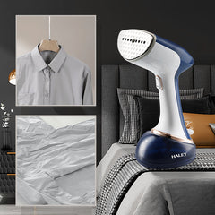 Fier de Calcat cu Abur HALEY, 1600W, Design Compact, Incalzire Rapida in 15 Secunde si Performanta Profesionala, Albastru/Alb