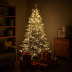 Brad artificial 3D cu ninsoare 2.1m, 1150 ramuri, cu lumini LED calde – Christmas Tree 2.1m 1150T