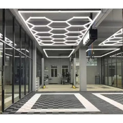 Aplică LED Hexagon AT PERFORMANCE® 14 Module – 672W, 70.000 Lumeni, 484×243 cm, Iluminat Profesional Atelier, Garaj, Barbershop