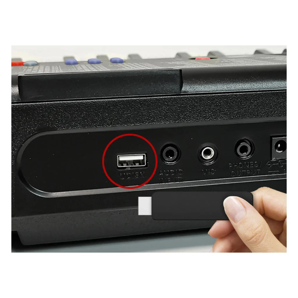 Orga electronica AT PERFORMANCE®, 61 de clape luminate Led MK-2108, Functii invatare, redare USB si Jack, Inregistrare.