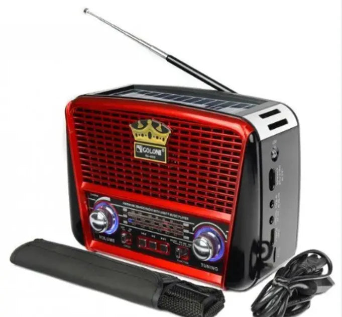 Radio Portabil Golon RX-BT455S cu Bluetooth, USB/SD, Panou Solar și Lanternă