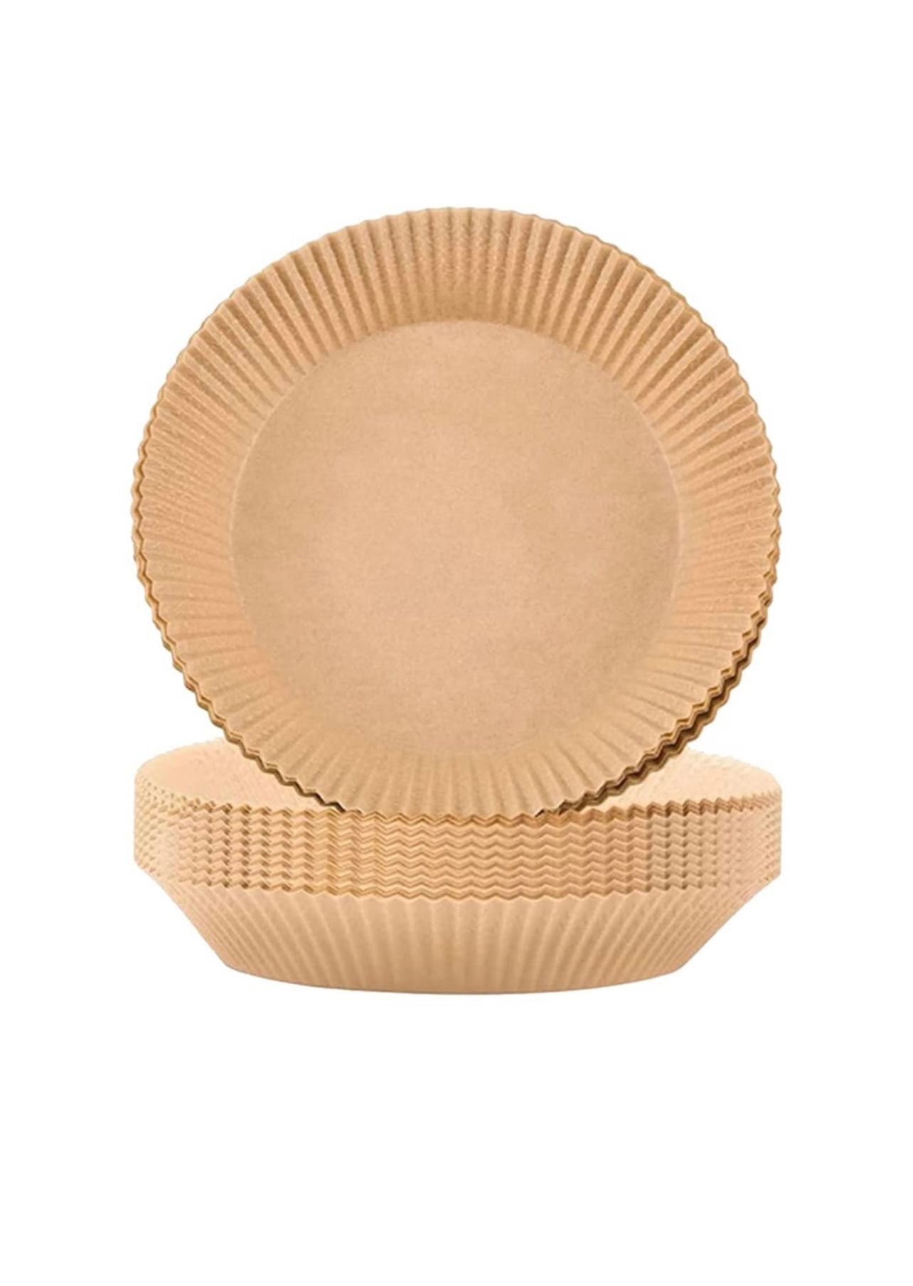 Set 100 bucati hartie de copt, Unica folosinta, Pentru air fryer, 16x16x4.5 cm, Maro, Rotunde