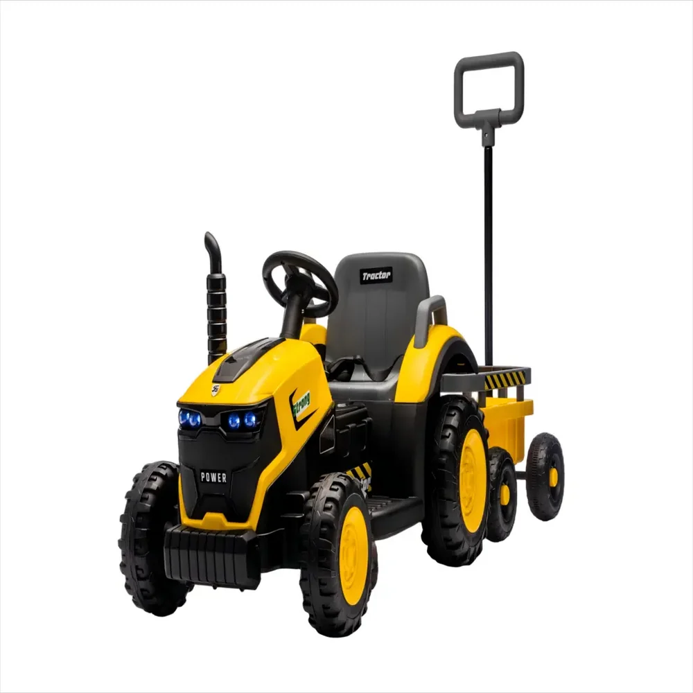 Tractor Electric KIDOO pentru Copii cu Telecomandă 2.4G, Remorcă Detașabilă, 12V 4.5Ah, 2 Motoare 380, Lumini LED, Muzică, Centură de Siguranță