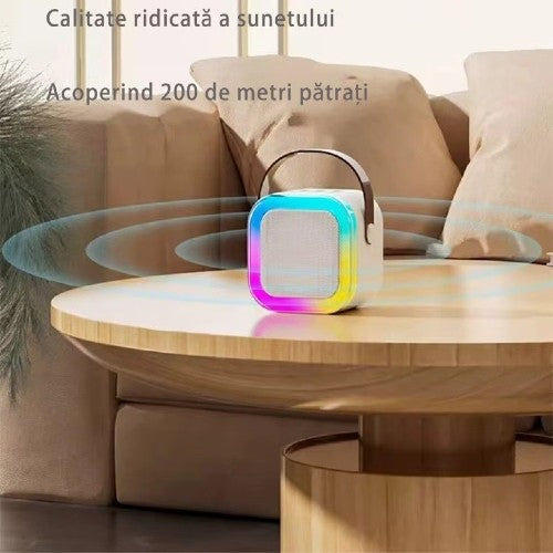 Boxa Cu Microfon Smart, Conectare Bluetooth, IOS/Android, Calitate Inalta A Sunetului, Perfecta Pentru Karaoke, AT PERFORMANCE®, culoare perla
