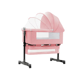 Pătuț Reglabil 6 în 1 AT PERFORMANCE® pentru Bebe – Leagăn, Pătuț de Călătorie, Coș Depozitare, Plasă Țânțari, Saltea Moale, Roți 360°, Gri