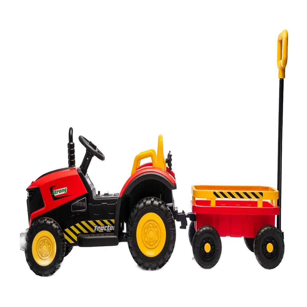 Tractor Electric KIDOO pentru Copii cu Telecomandă 2.4G, Remorcă Detașabilă, 12V 4.5Ah, 2 Motoare 380, Lumini LED, Muzică, Centură de Siguranță