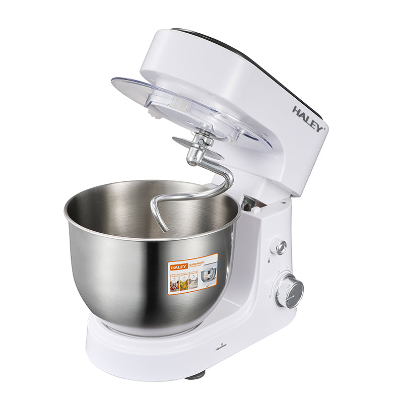 Mixer Profesional HALEY HY-2409, 1200W, Bol 6L Inox, 6 Viteze + Pulse, Alb/Inox, Silențios, Protecție Întrerupere