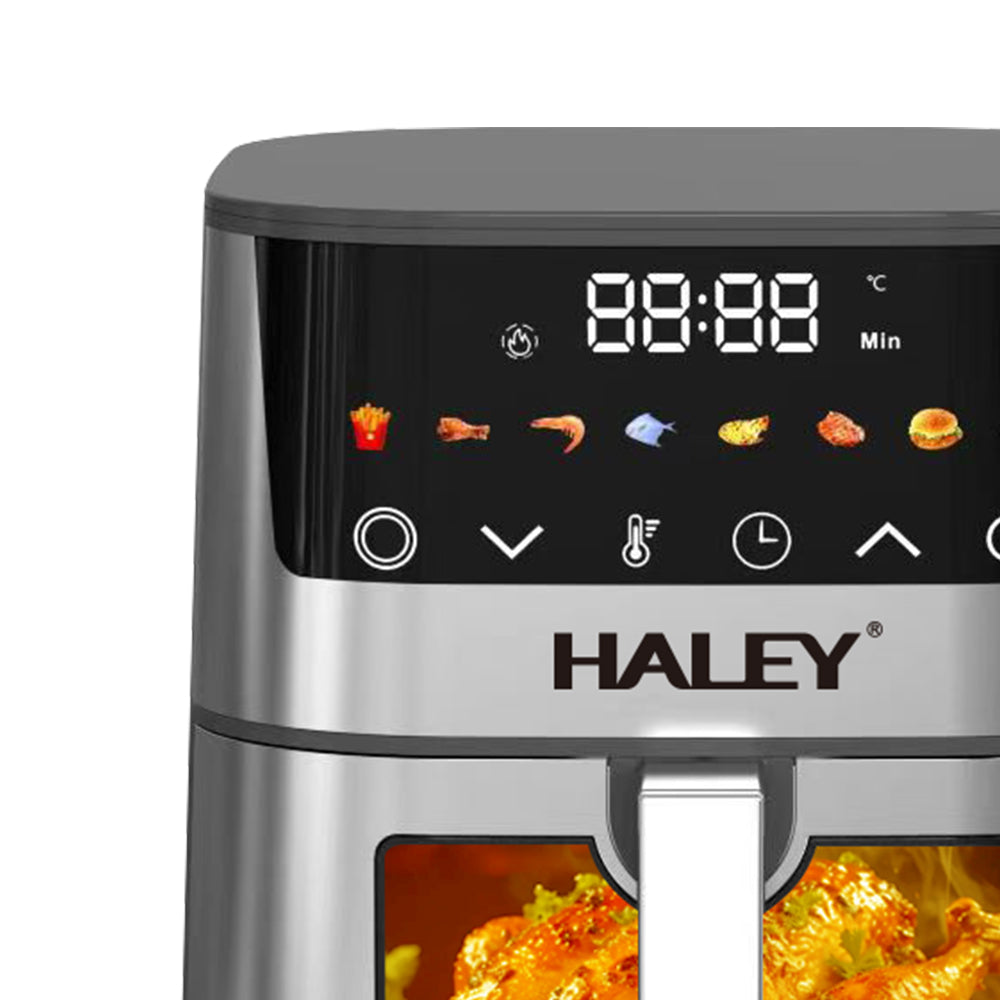 Friteuză cu Aer Cald HALEY 7L, 2000W cu Gătire 360°, Ecran Tactil, Geam de Vizualizare 180°, 8 Programe – Gătit Sănătos și Crocant fără Ulei