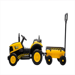 Tractor Electric KIDOO pentru Copii cu Telecomandă 2.4G, Remorcă Detașabilă, 12V 4.5Ah, 2 Motoare 380, Lumini LED, Muzică, Centură de Siguranță