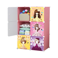 Dulap modular pentru copii, roz, AT PERFORMANCE®, 6 rafturi, durabil, 74X37X110 cm, printese nou