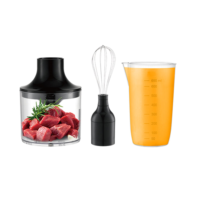 Blender de Mână Electric HALEY 4-in-1, 1600W, Oțel Inoxidabil, 2 Viteze + Accesorii – Tocător, Tel, Pahar, Multifuncțional pentru Bucătărie
