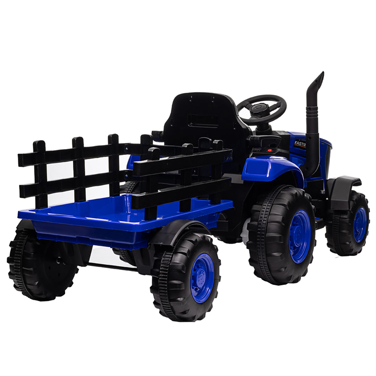 Tractor Electric cu Telecomandă pentru Copii KIDOO, cu Remorcă și Gard, Far, Sunet Motor, Claxon, MP3/USB – 3-6 Ani