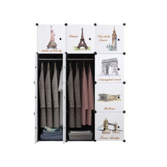 Dulap modular pentru copii, negru, AT PERFORMANCE®, 12 rafturi, durabil,  110X37X147 cm, monumente