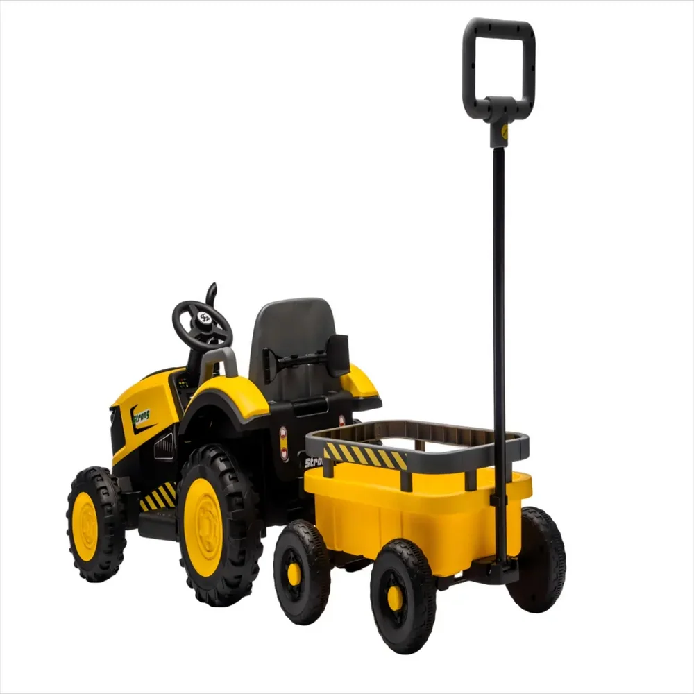 Tractor Electric KIDOO pentru Copii cu Telecomandă 2.4G, Remorcă Detașabilă, 12V 4.5Ah, 2 Motoare 380, Lumini LED, Muzică, Centură de Siguranță