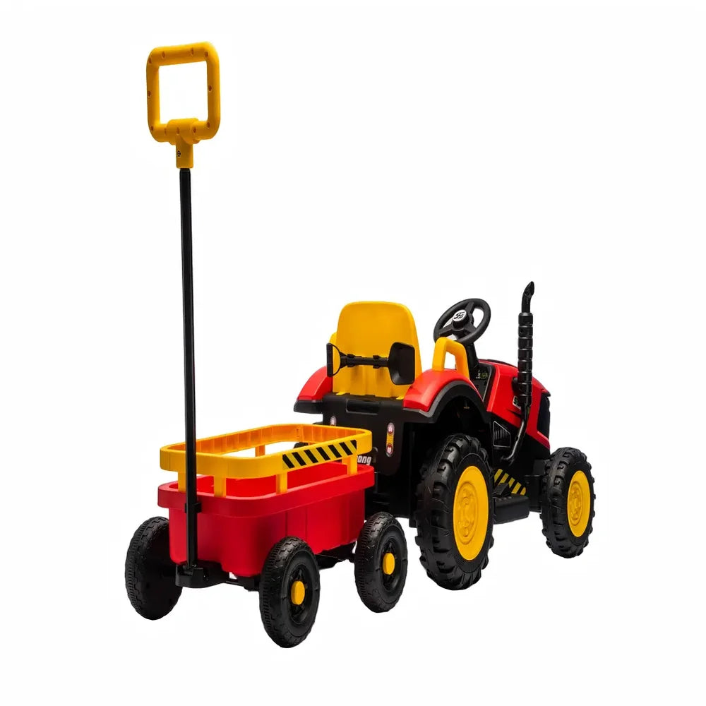 Tractor Electric KIDOO pentru Copii cu Telecomandă 2.4G, Remorcă Detașabilă, 12V 4.5Ah, 2 Motoare 380, Lumini LED, Muzică, Centură de Siguranță