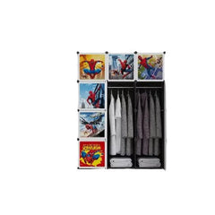 Dulap modular SPIDERMAN pentru copii, Negru, AT PERFORMANCE®, 12 rafturi, durabil, 110cmx37cmx147cm