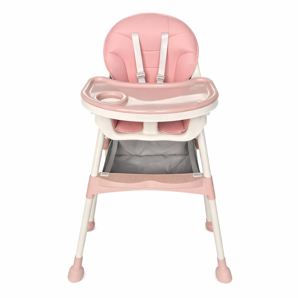 Scaun de masă pentru bebeluși KIDDO KD-44, Roz, cu centură de siguranță în 5 puncte