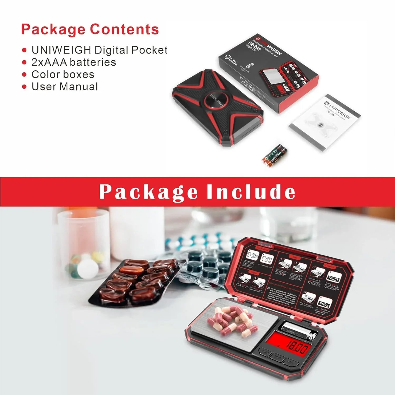 Cantar digital de precizie, Fuzion TU-X, 200g / 0.01g, 6 unitati, de bijuterii