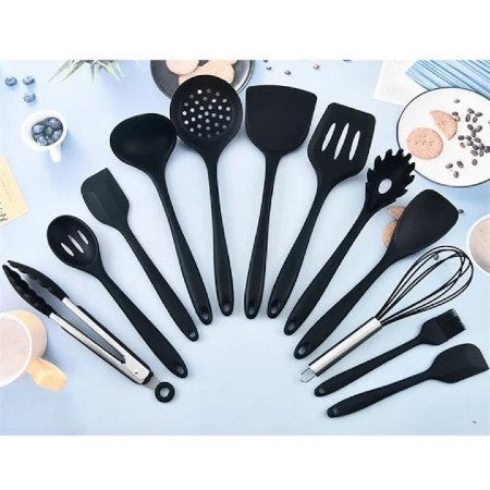 Set cutite otel inoxidabil, AT PERFORMANCE® si ustensile de bucatarie in suport cu tocator, 19 piese