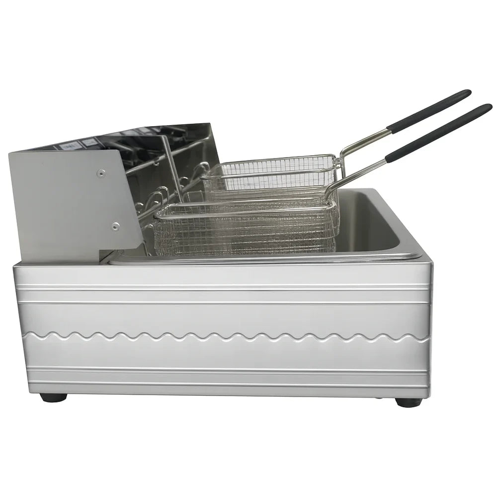 Friteuză Electrică Profesională Dublă AT Performance AT-82, 12L (2×6L, 5000W, Inox)