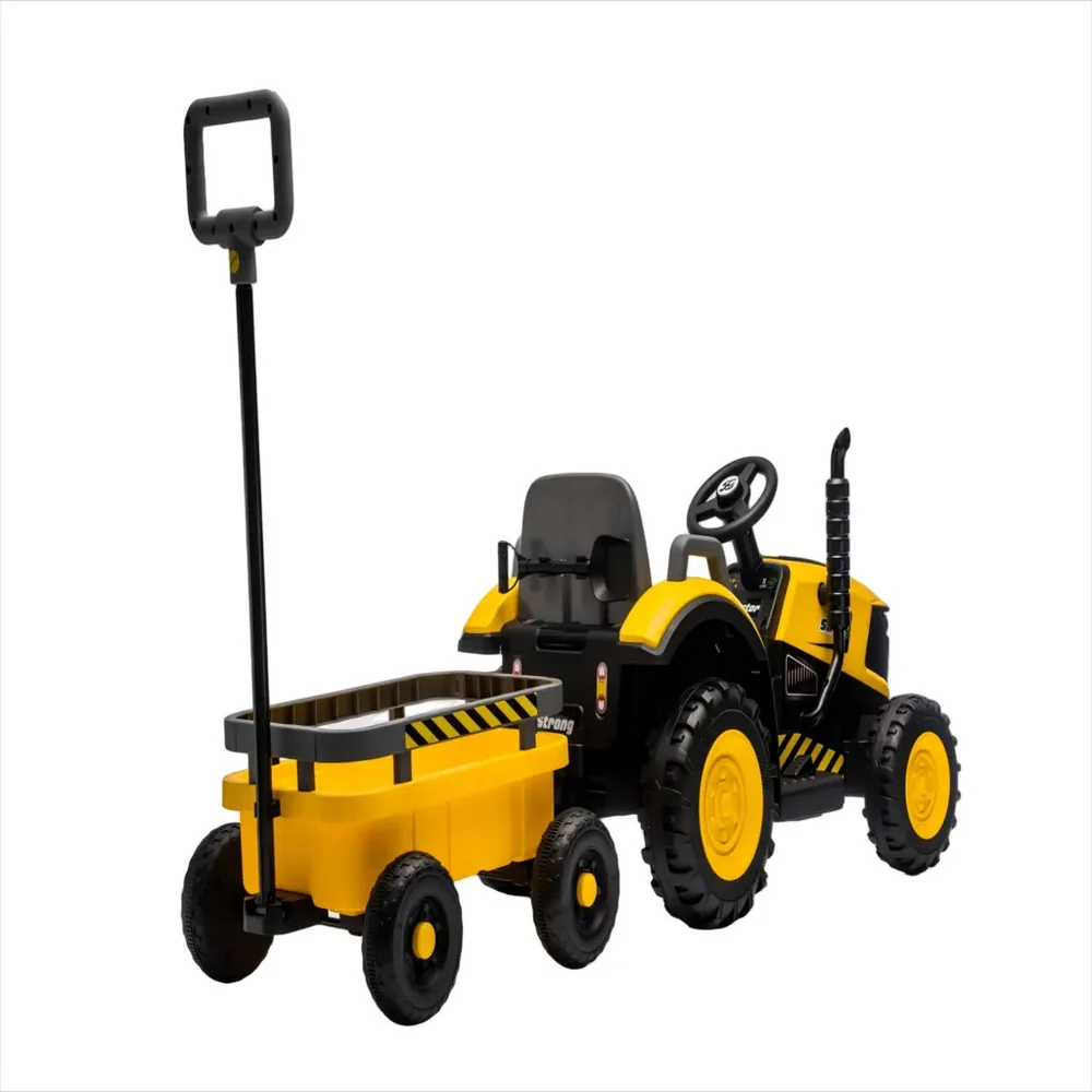 Tractor Electric KIDOO pentru Copii cu Telecomandă 2.4G, Remorcă Detașabilă, 12V 4.5Ah, 2 Motoare 380, Lumini LED, Muzică, Centură de Siguranță