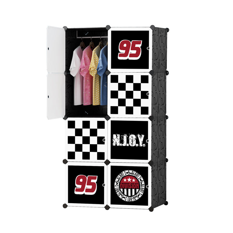 Dulap modular pentru copii, AT PERFORMANCE®, 8 rafturi, durabil, 76X37X147 cm, negru, diverese