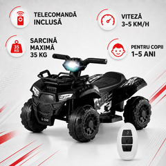 ATV Electric Copii cu telecomanda, 6V, 3–5 km/h, 1–5 ani – Distracție Off-Road, Sigur și Ușor de Utilizat