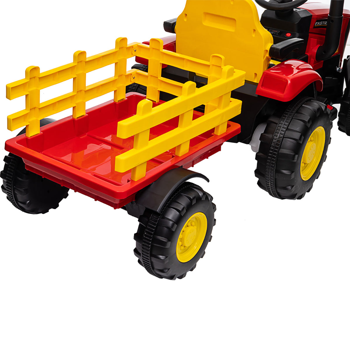 Tractor Electric cu Telecomandă pentru Copii KIDOO, cu Remorcă și Gard, Far, Sunet Motor, Claxon, MP3/USB – 3-6 Ani