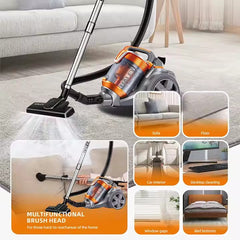 Aspirator portabil HALEY, cu aspirație mare, 4 litri, 3000W, cu saci, Portocaliu/Gri