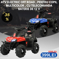 ATV Electric Off Road , Pentru Copii, Multicolor , cu telecomanda Baterie de 12 V